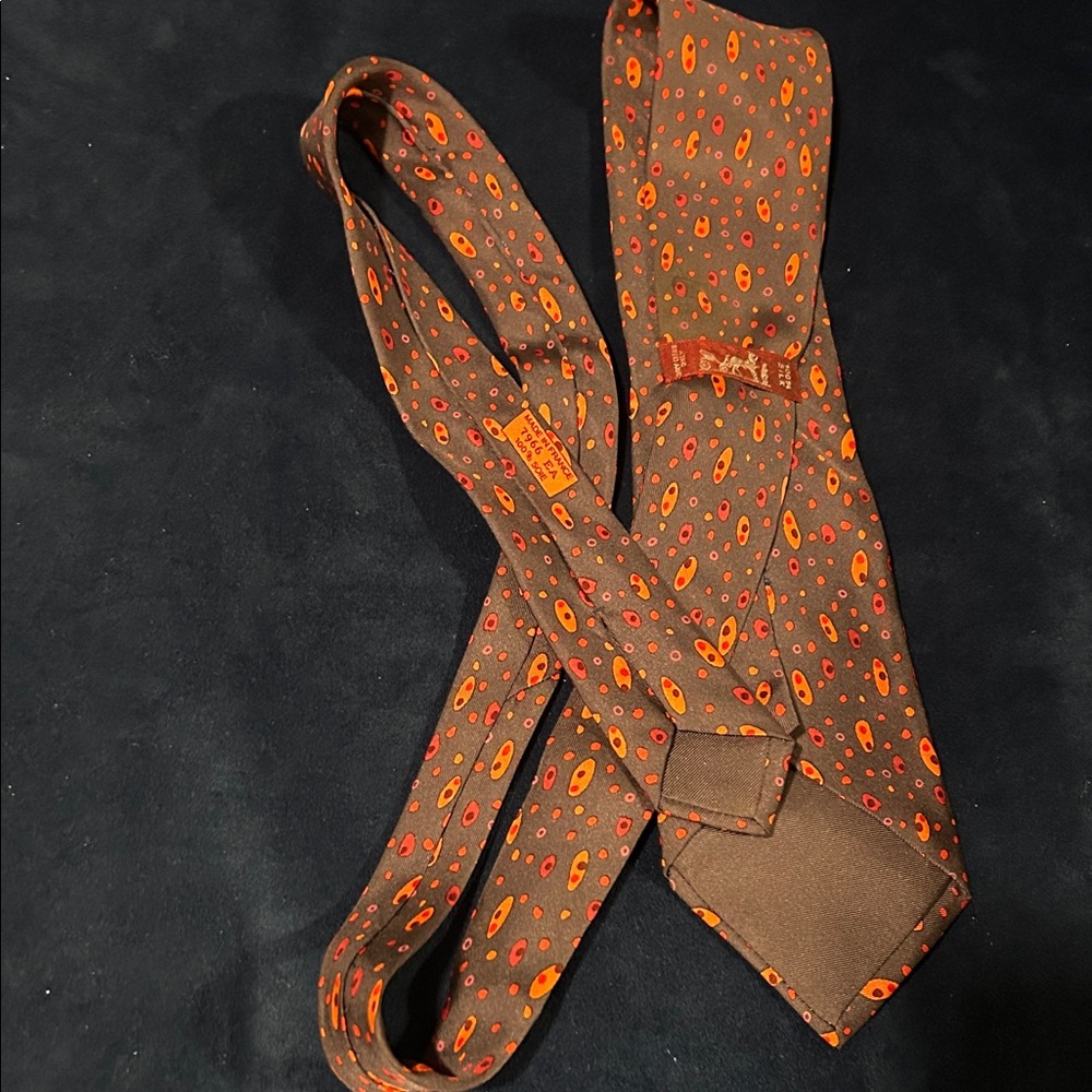 Hermes tie orange pattern - Picture 3 of 5